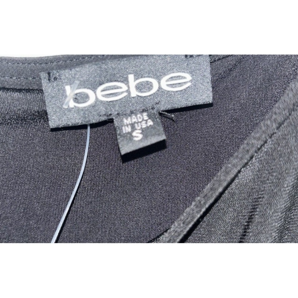 NWT VTG Bebe S Black Rhinestone Bow‎ Mini Dress USA Made Bodycon Party Y2K Bling - Picture 7 of 8